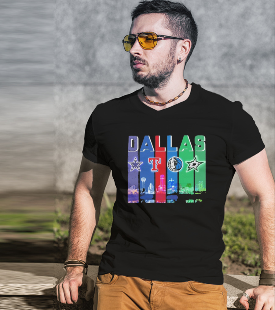 Dallas Retro Skyline Sports Teams Logo T-Shirt