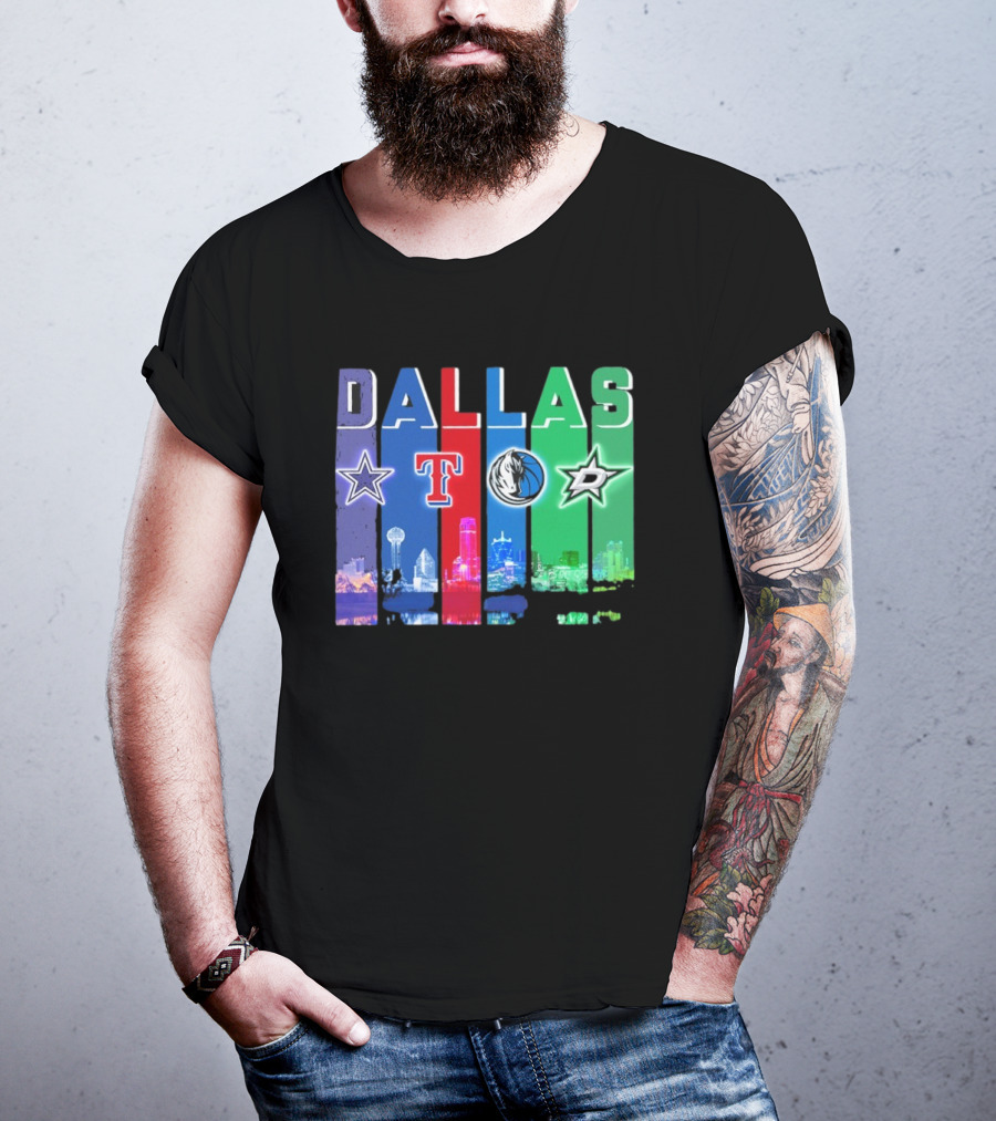 Dallas Retro Skyline Sports Teams Logo T-Shirt