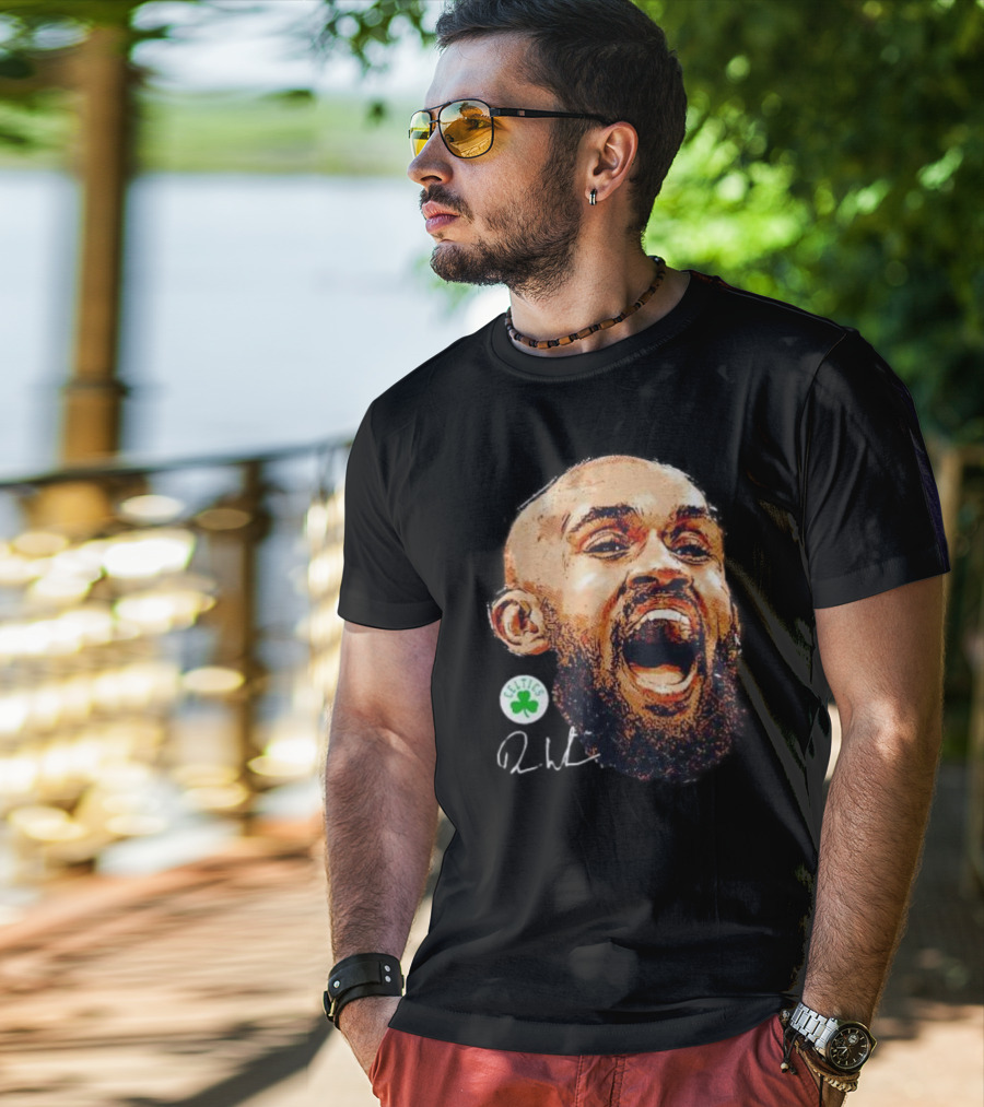 Derrick White Boston Celtics Portrait Signature T-Shirt