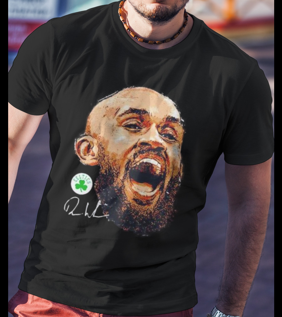 Derrick White Boston Celtics Portrait Signature T-Shirt