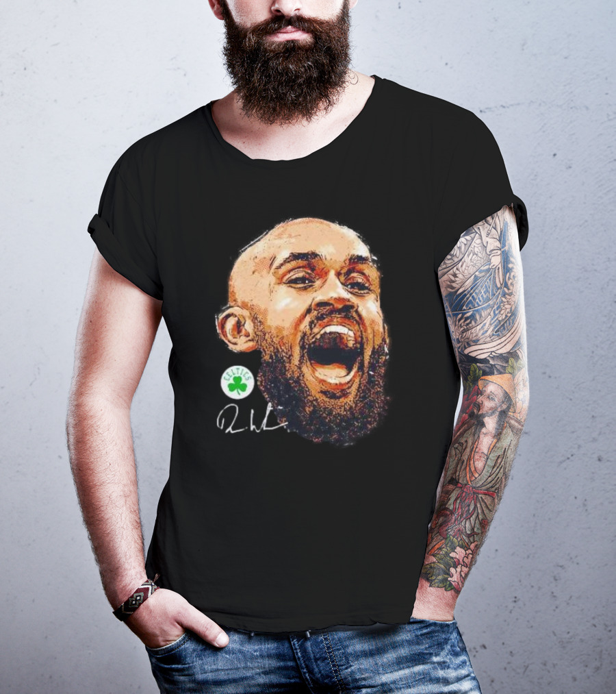Derrick White Boston Celtics Portrait Signature T-Shirt
