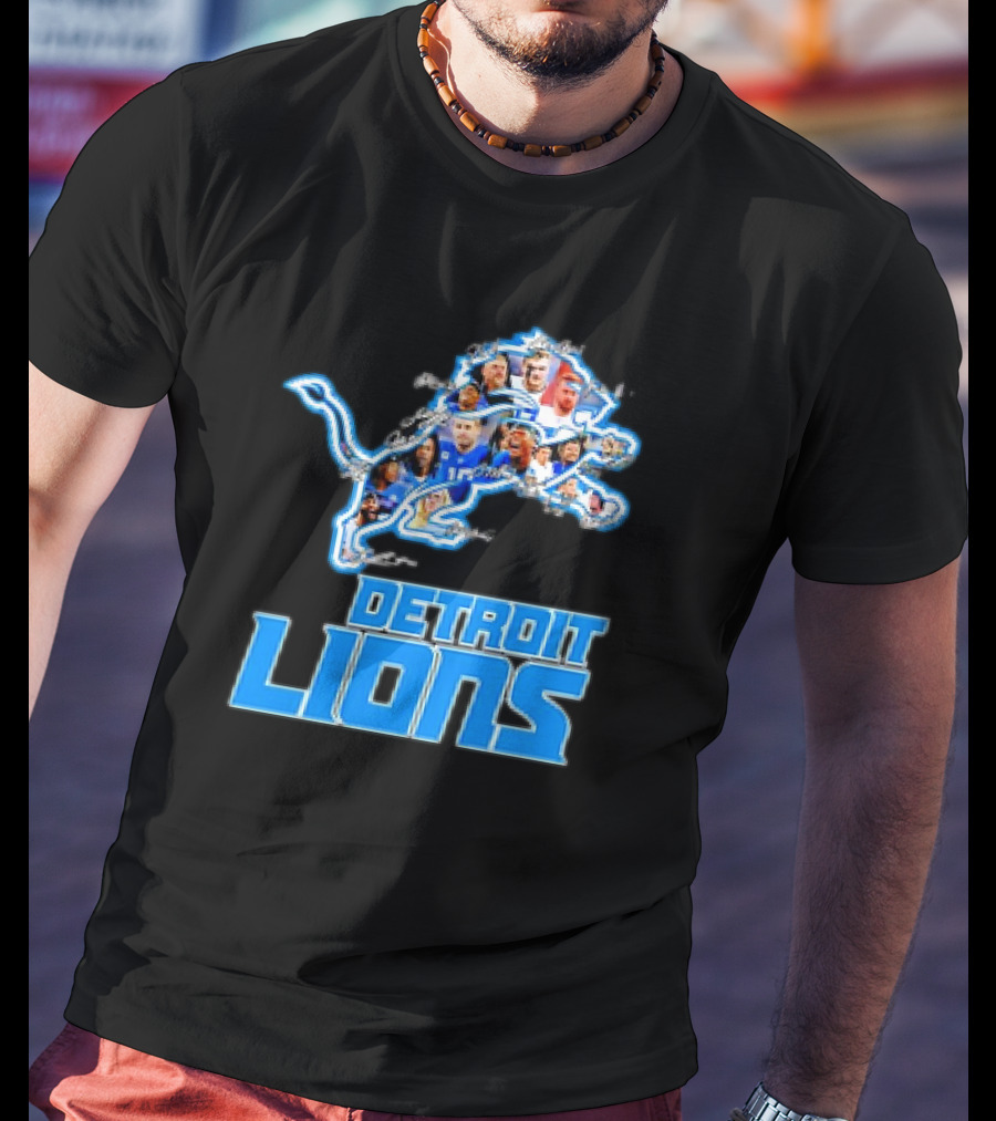 Detroit Lions Photos Coach Dan Campbell And Players Signatures T-Shirt