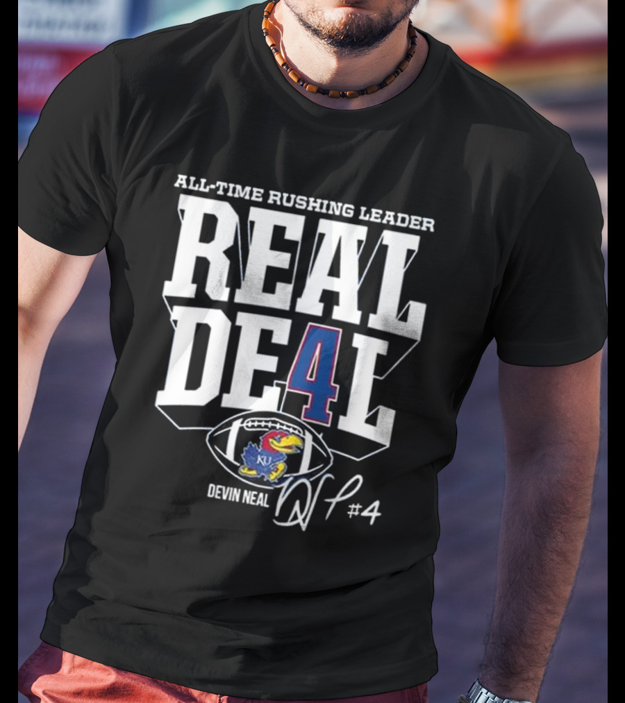 Devin Neal Jayhawks All-Time Rushing Leader Real Deal T-Shirt