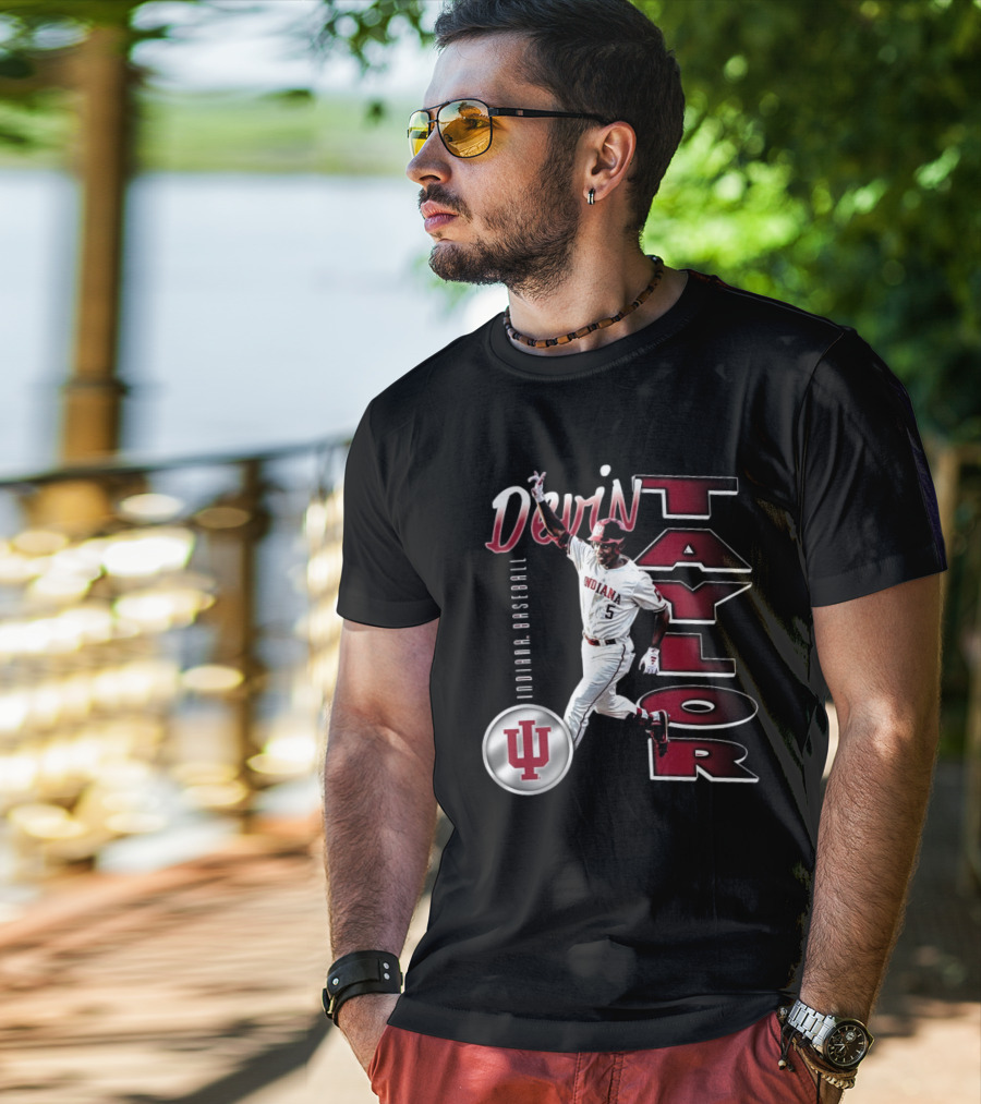 Devin Taylor Illustrated Indiana Hoosiers Baseball NCAA 2025 Graphic T-Shirt