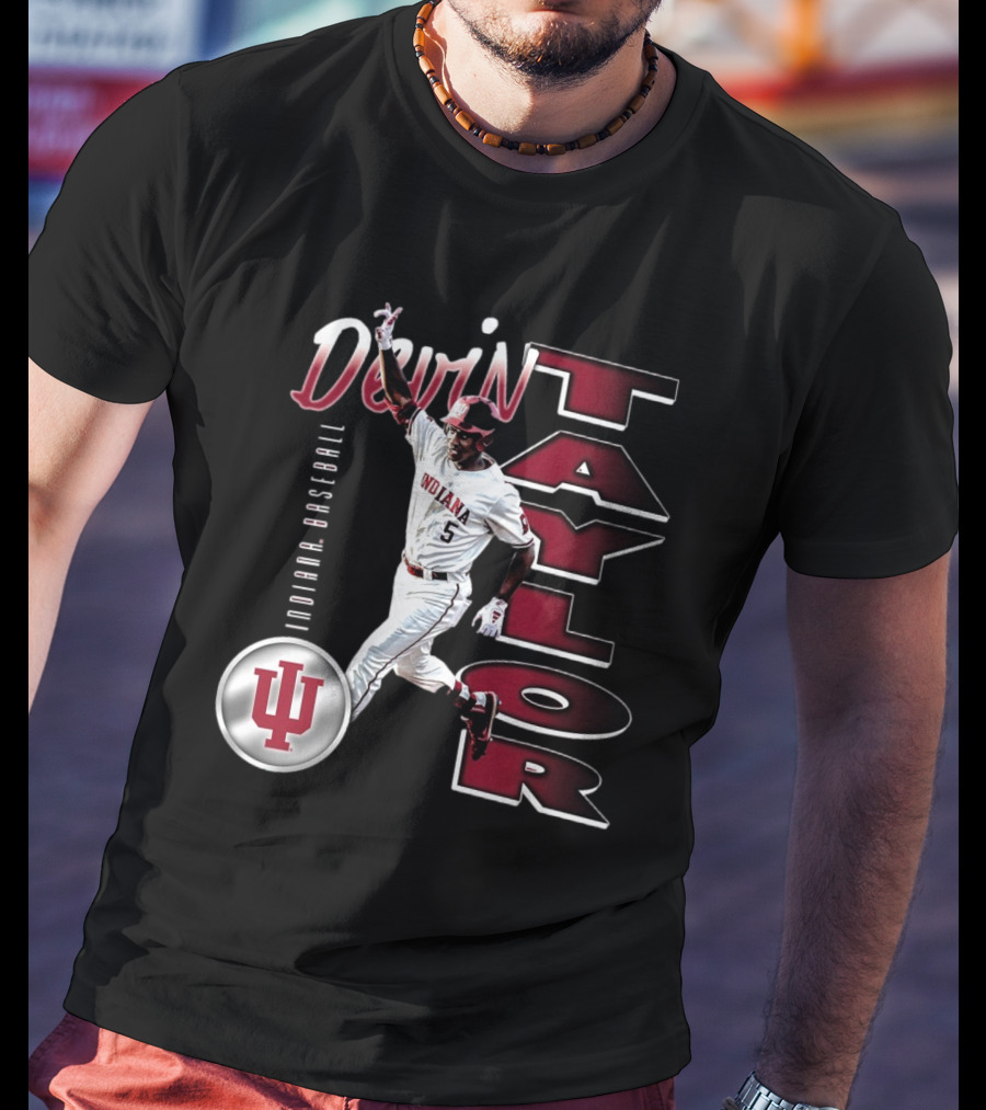 Devin Taylor Illustrated Indiana Hoosiers Baseball NCAA 2025 Graphic T-Shirt