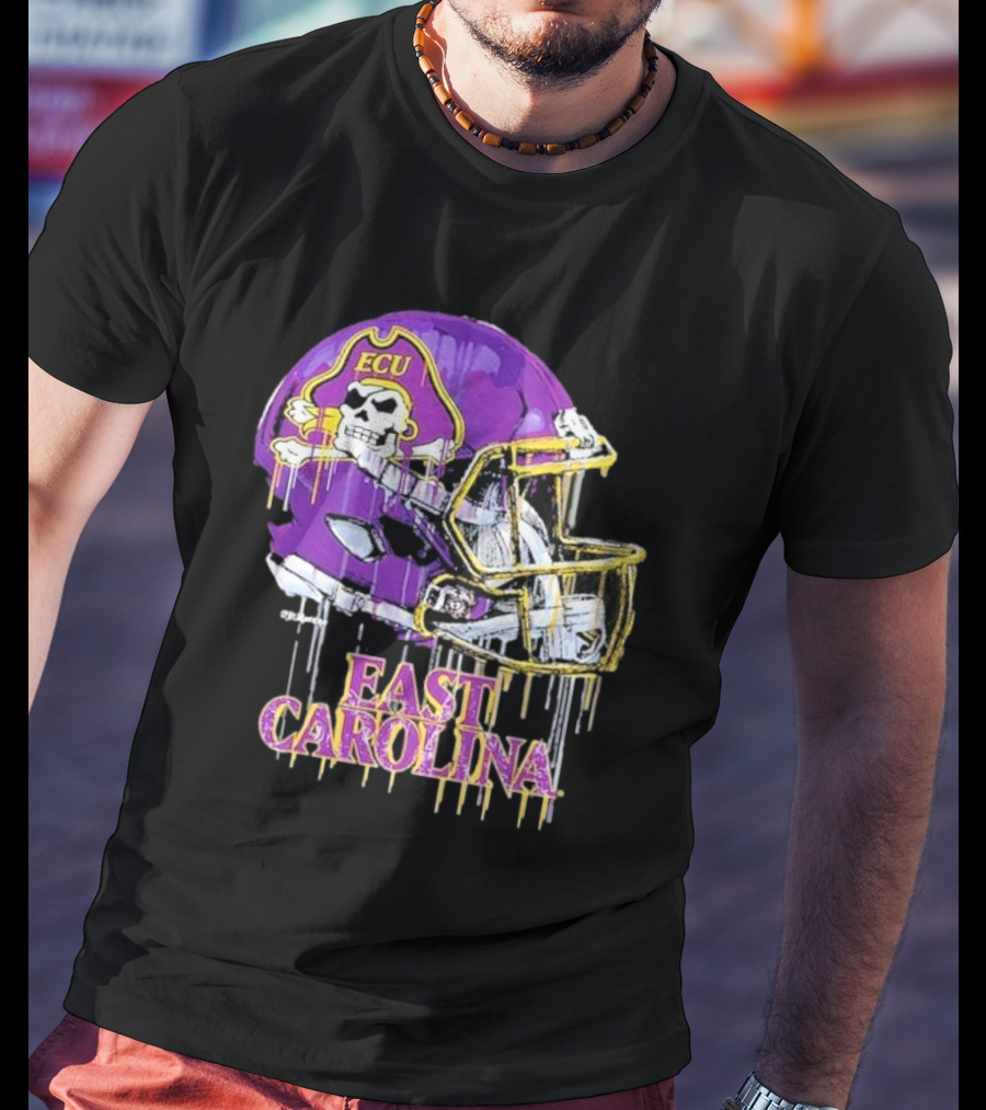 ECU Pirates Dripping Football Helmet T-Shirt