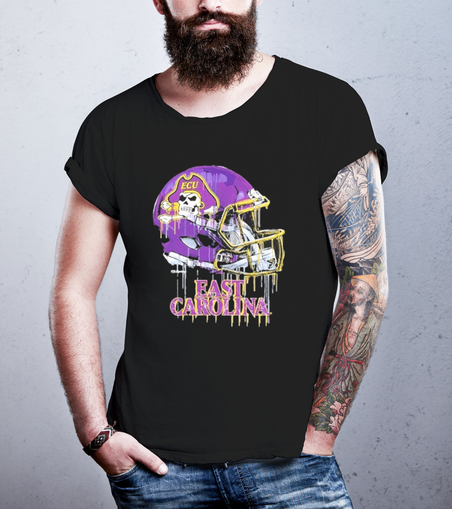 ECU Pirates Dripping Football Helmet T-Shirt