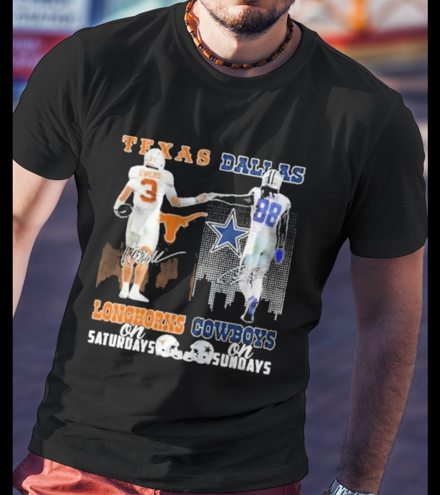 Ewers And Lamb Longhorns On Saturdays Cowboys On Sundays T-Shirt