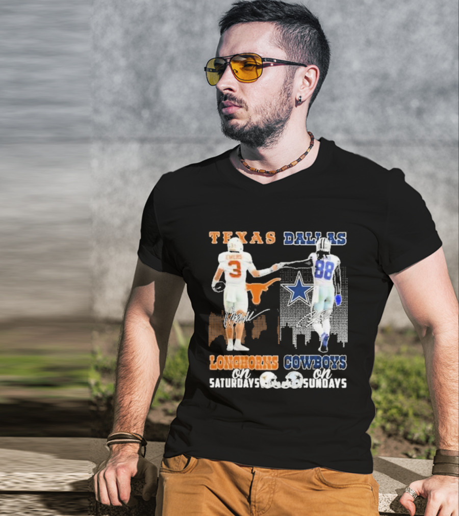 Ewers And Lamb Longhorns On Saturdays Cowboys On Sundays T-Shirt