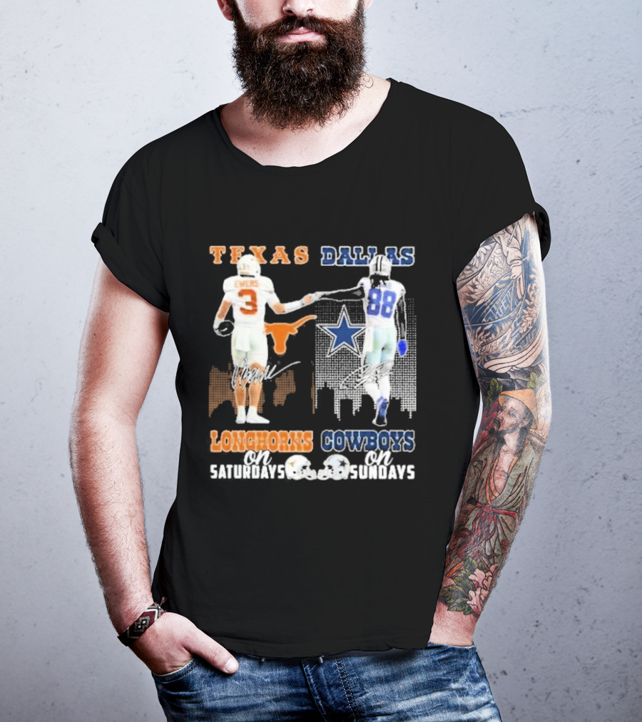 Ewers And Lamb Longhorns On Saturdays Cowboys On Sundays T-Shirt