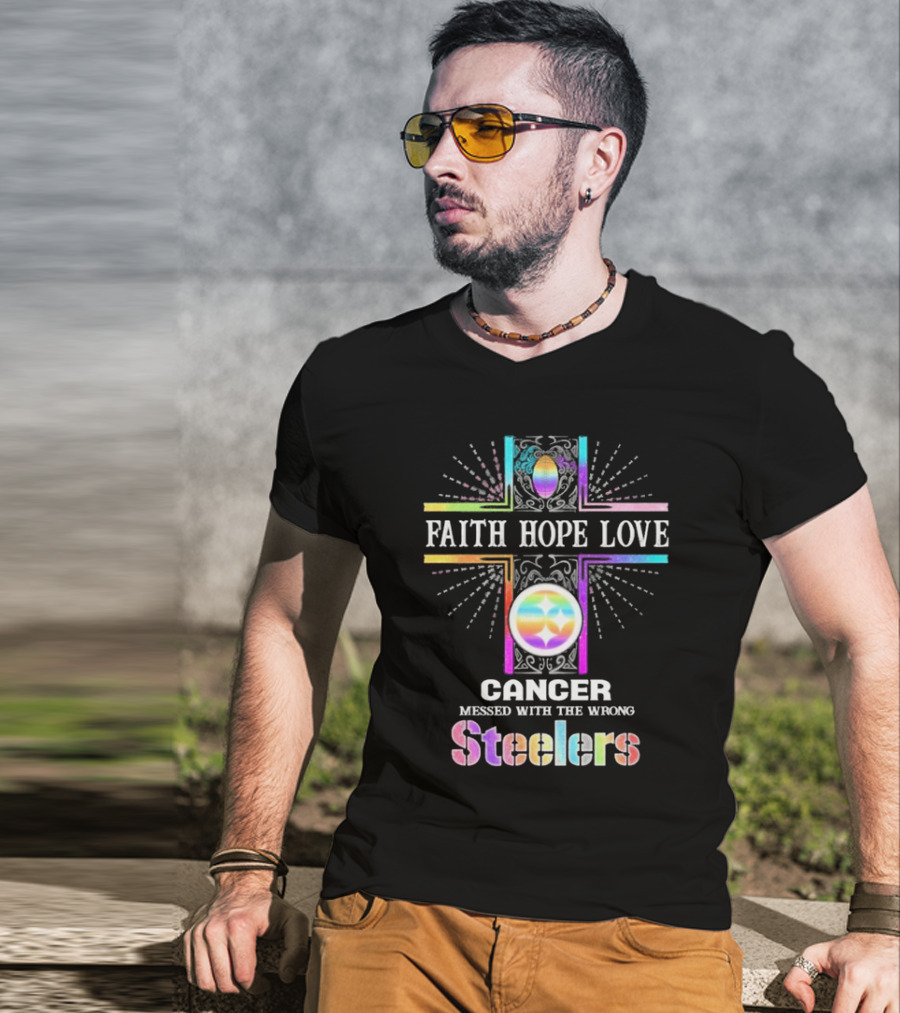 Faith Hope Love Cancer Messed With The Wrong Tampa Bay Buccaneers Pride T-Shirt