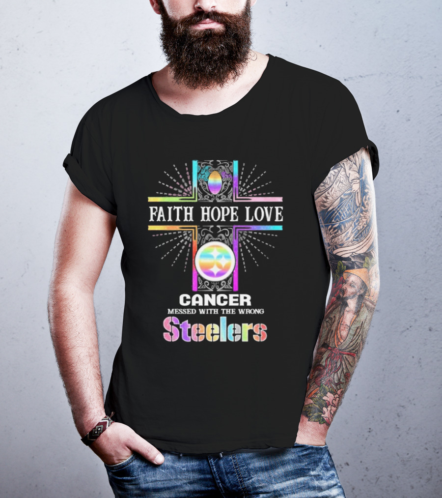 Faith Hope Love Cancer Messed With The Wrong Tampa Bay Buccaneers Pride T-Shirt