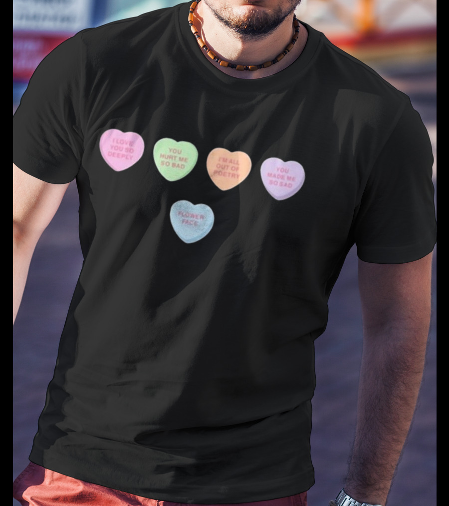 Flower Facem Candy Hearts T-Shirt