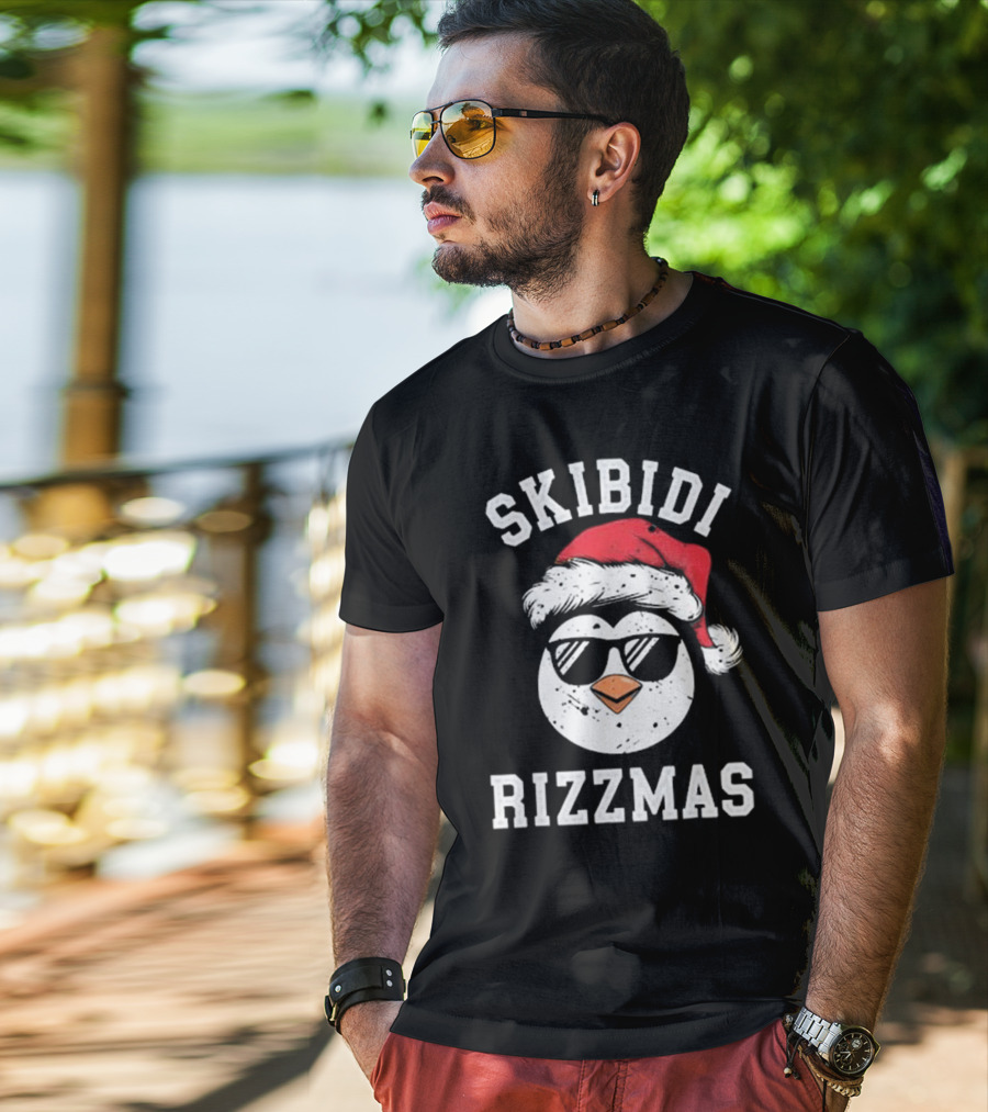 Funny Christmas Penguin Skibidi Rizzmas Merry Rizzmas T-Shirt