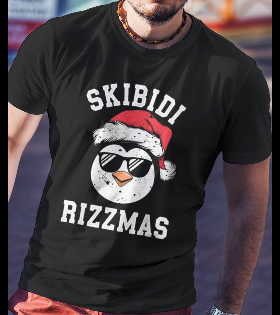 Funny Christmas Penguin Skibidi Rizzmas Merry Rizzmas T-Shirt