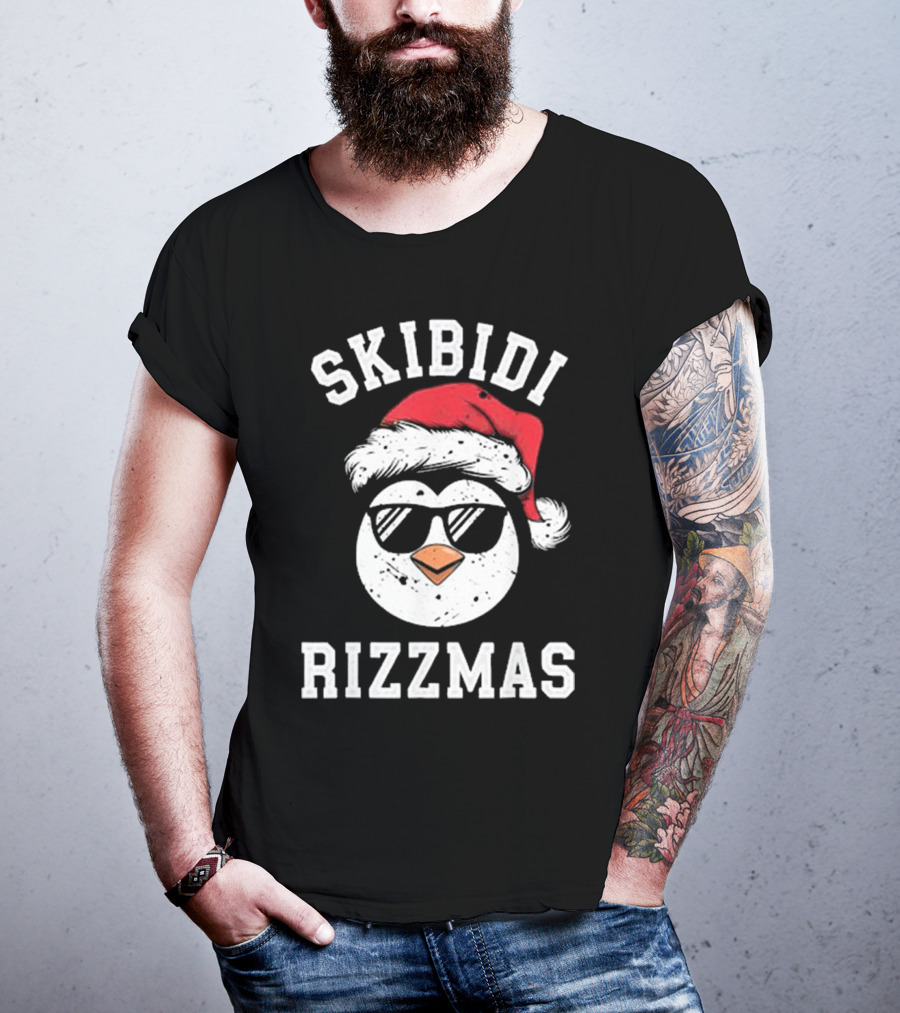 Funny Christmas Penguin Skibidi Rizzmas Merry Rizzmas T-Shirt