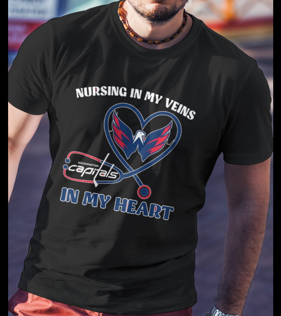 Funny Nursing In My Veins Washington Hockey In My Heart T-Shirt