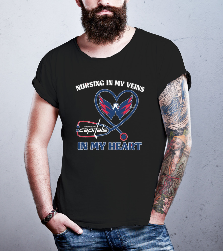 Funny Nursing In My Veins Washington Hockey In My Heart T-Shirt