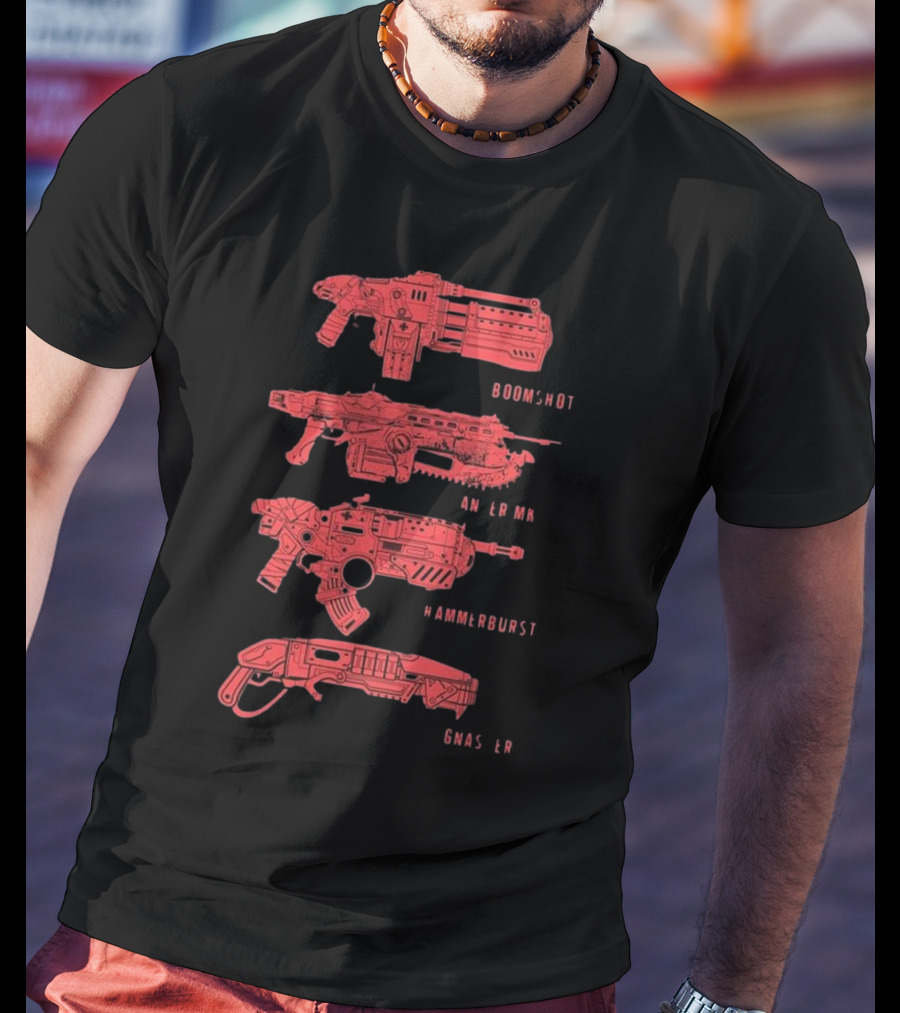 Gears Of War Boomshot Lancer Mk II Hammerburst Gnasher Weapon Stack T-Shirt