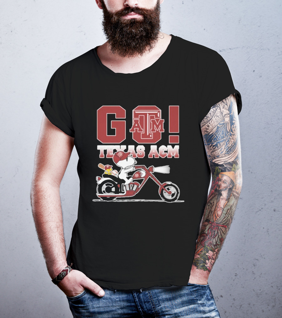Go Texas A&m Snoopy Motoby T-Shirt