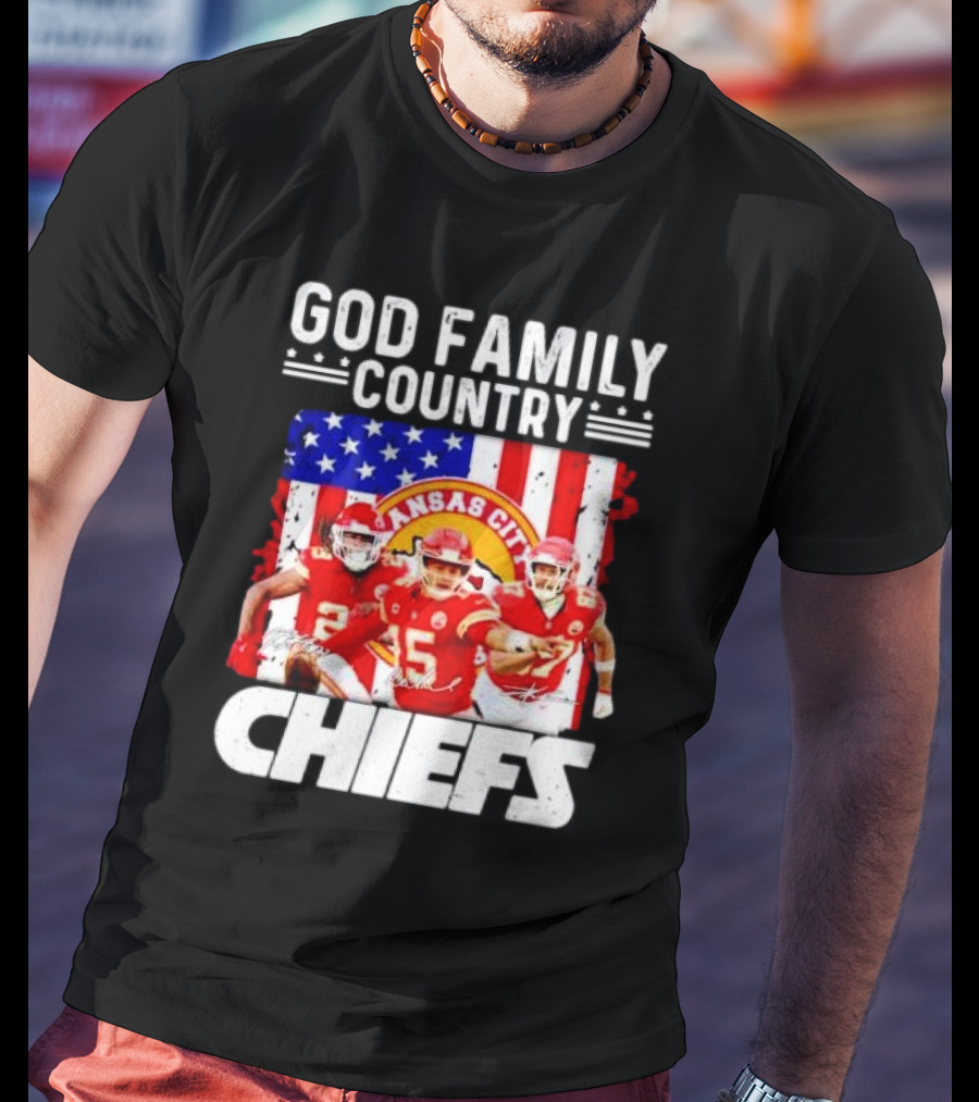 God Family Country Kansas City Chiefs Signatures T-Shirt