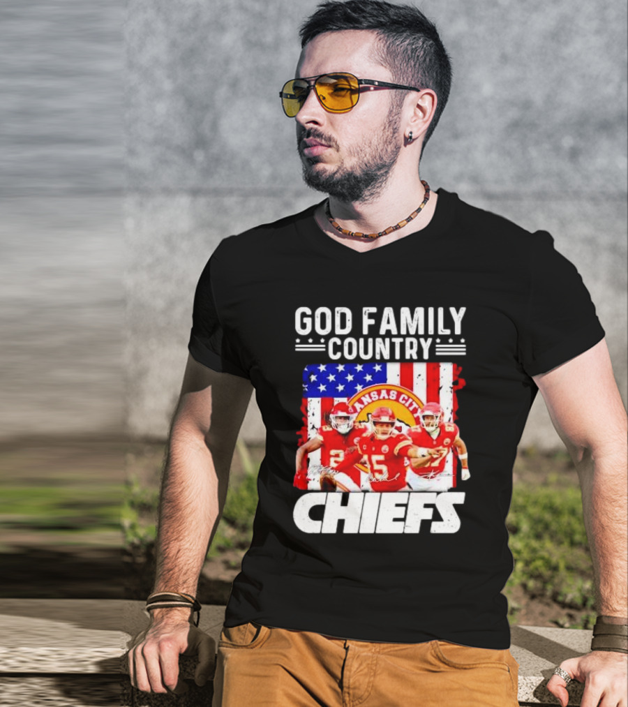 God Family Country Kansas City Chiefs Signatures T-Shirt