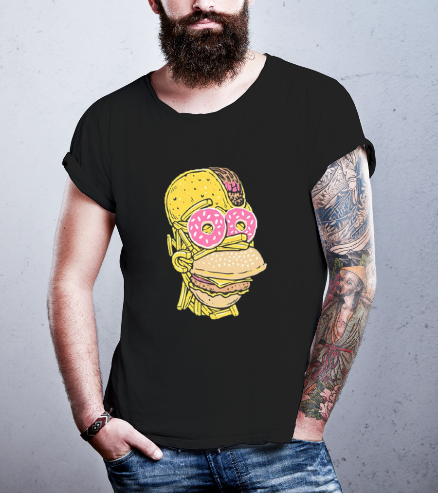Homer Simpson And Junk Food Snack Head T-Shirt