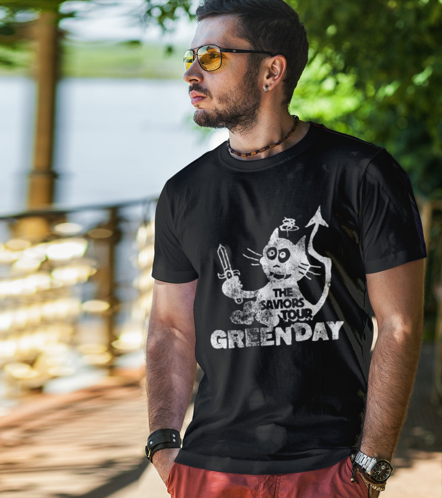 Green Day Cat And Sword T-Shirt