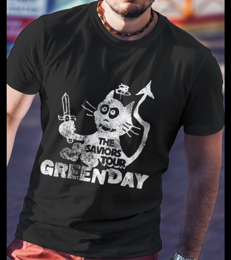 Green Day Cat And Sword T-Shirt