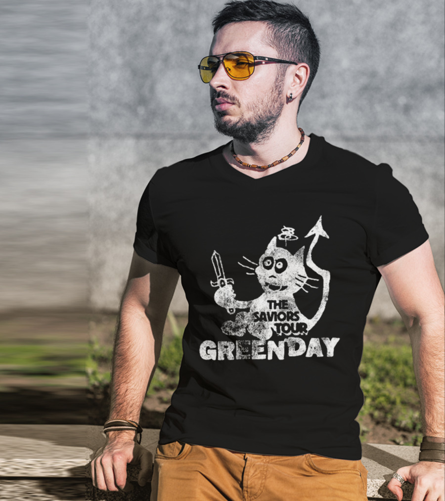 Green Day Cat And Sword T-Shirt
