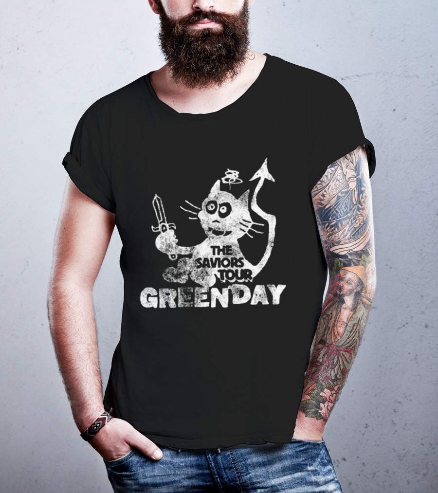 Green Day Cat And Sword T-Shirt