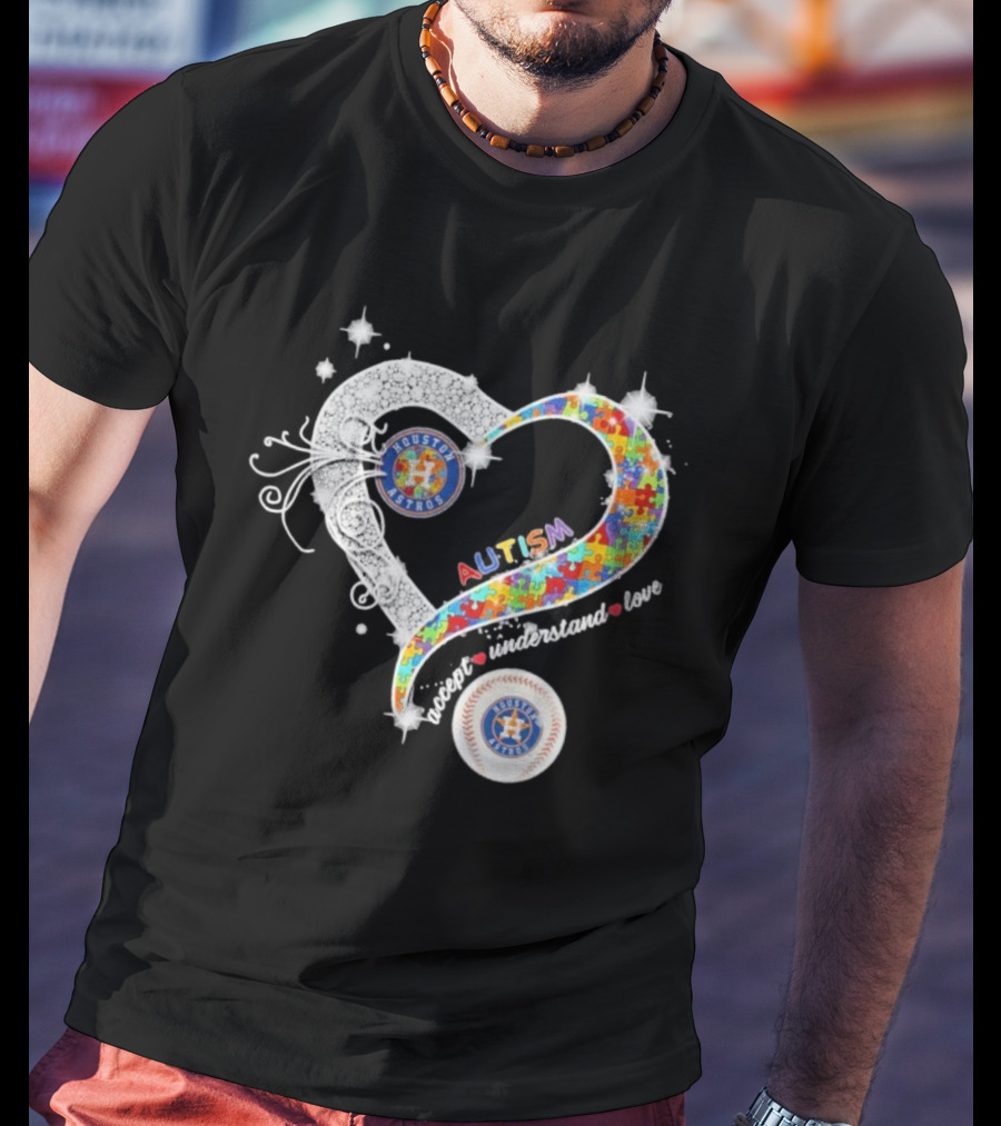 Houston Astros Autism Heart Accept Understand Love T-Shirt