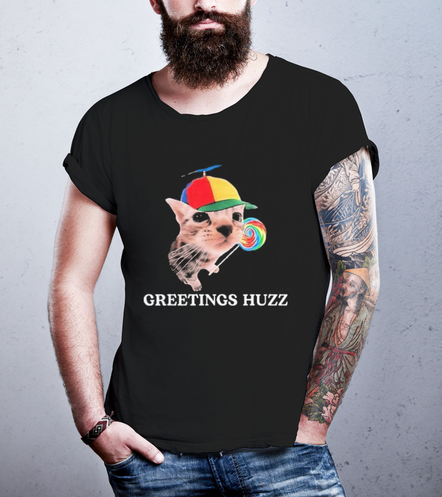 Greetings Huzz Gen Z Gen Alpha Slang Silly Cat Meme Toddler T-Shirt