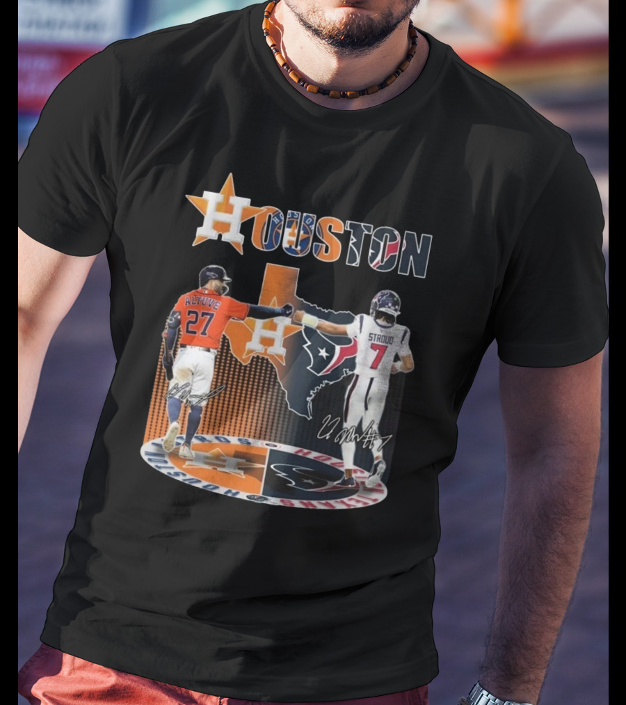 Houston Astros X Houston Texans Logo Signature 2025 T-Shirt