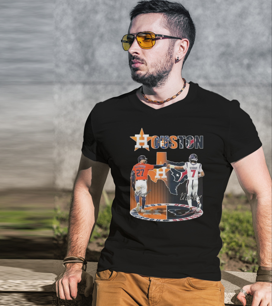 Houston Astros X Houston Texans Logo Signature 2025 T-Shirt