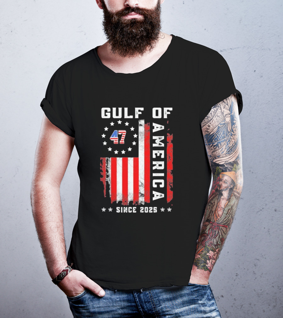 Gulf Of USA America Vintage USA Flag Grunged 2025 T-Shirt