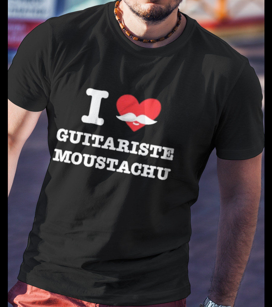 I Heart Guitariste Moustachu T-Shirt