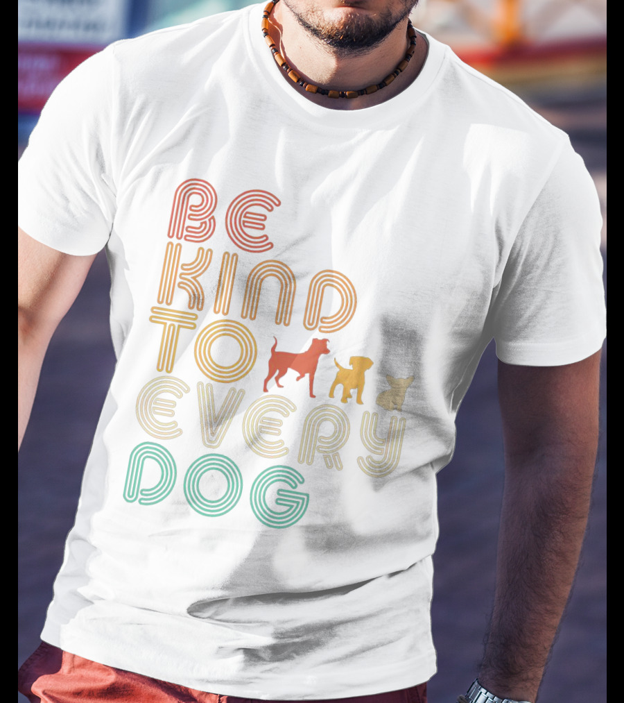 Be Kind To Every Dog In Retro Style With Colorful Canine T-Shirt