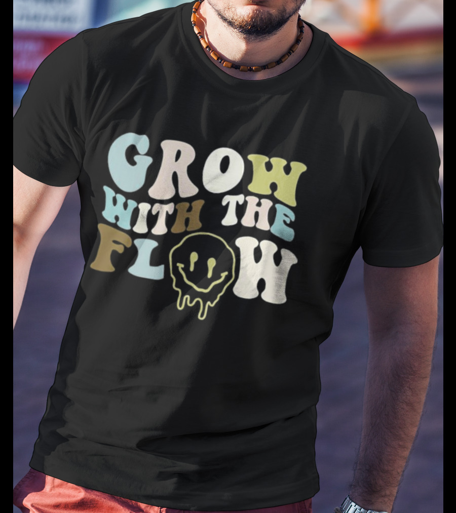 Grow With The Flow Boho Peace Smiley Face T-Shirt