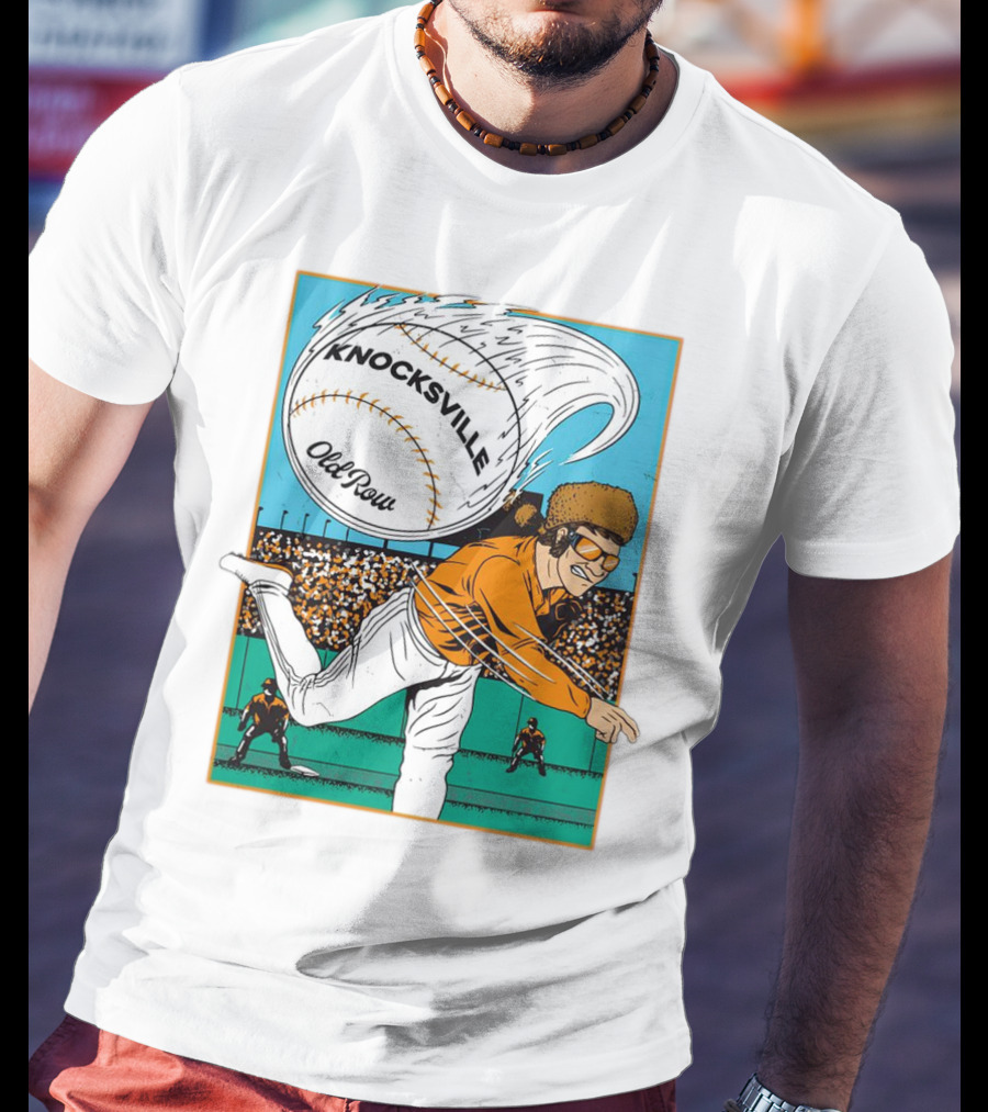 Knocksville Old Row Baseball Pitcher With Swirling Fastball And Spectator Crowd T-Shirt