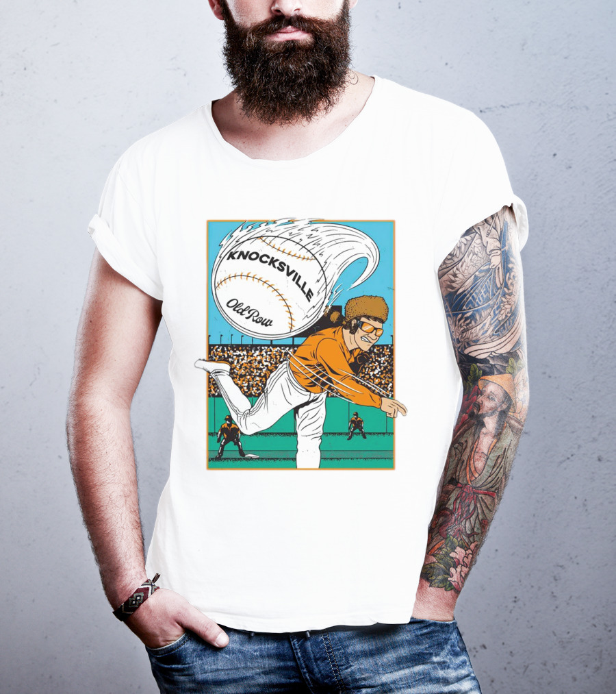 Knocksville Old Row Baseball Pitcher With Swirling Fastball And Spectator Crowd T-Shirt