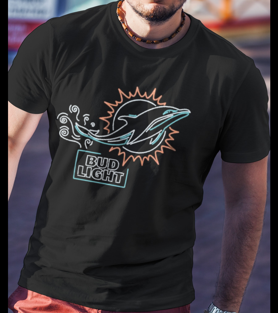 Bud Light NFL Miami Dolphins Sun And Dolphin T-Shirt