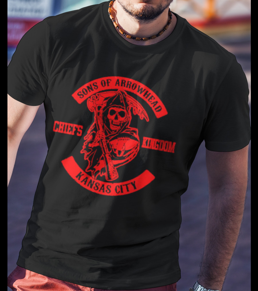 Sons Of Arrowhead Kansas City Chiefs Kingdom Grim Reaper Fan T-Shirt