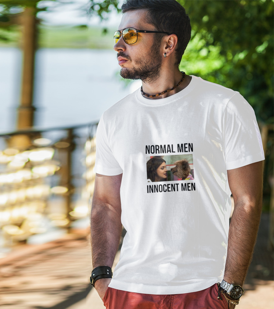 Normal Men Innocent Men Look Conversation With Puppet Dog T-Shirt