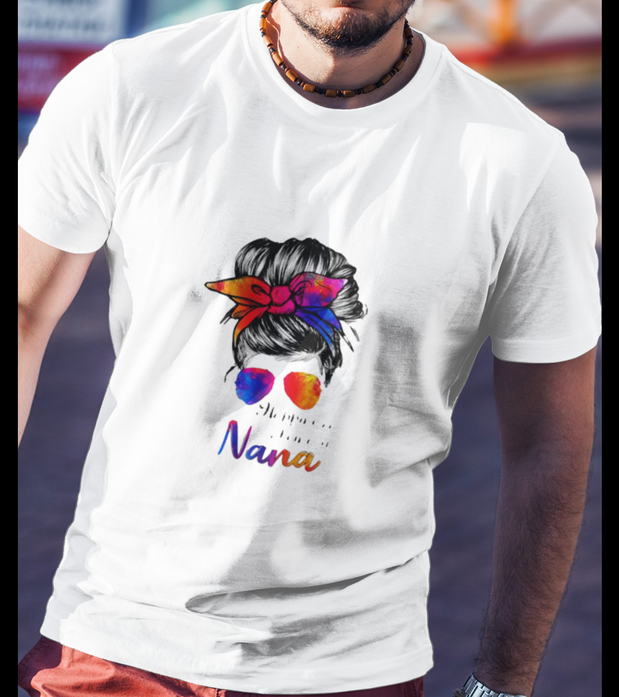 Happiness Is Being A Nana Colorful Bandana And Sunglasses T-Shirt