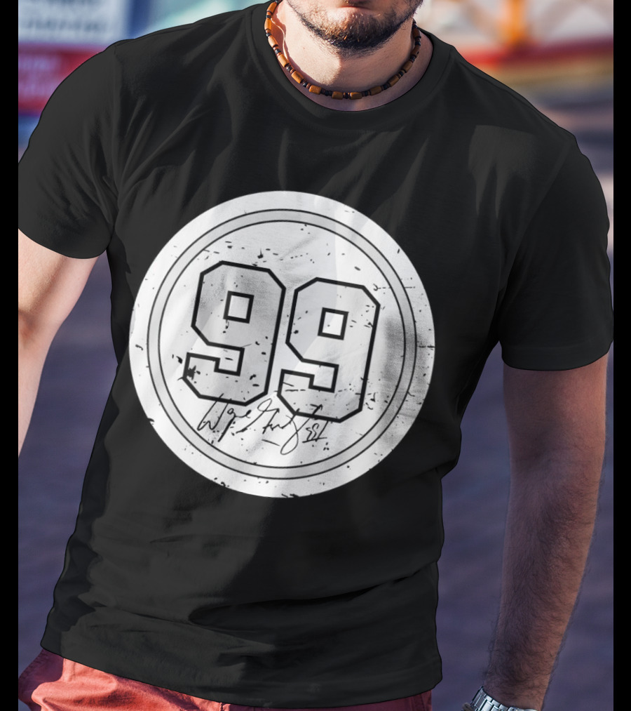 Wayne Gretzky No. 99 Circle Signature Los Angeles T-Shirt