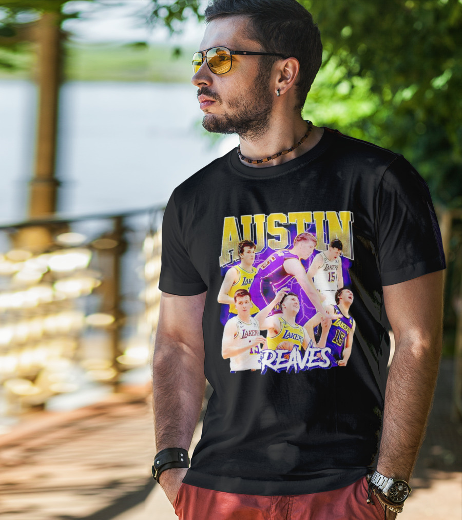 Austin Reaves Lakers Basketball Dynamic Action Collage T-Shirt
