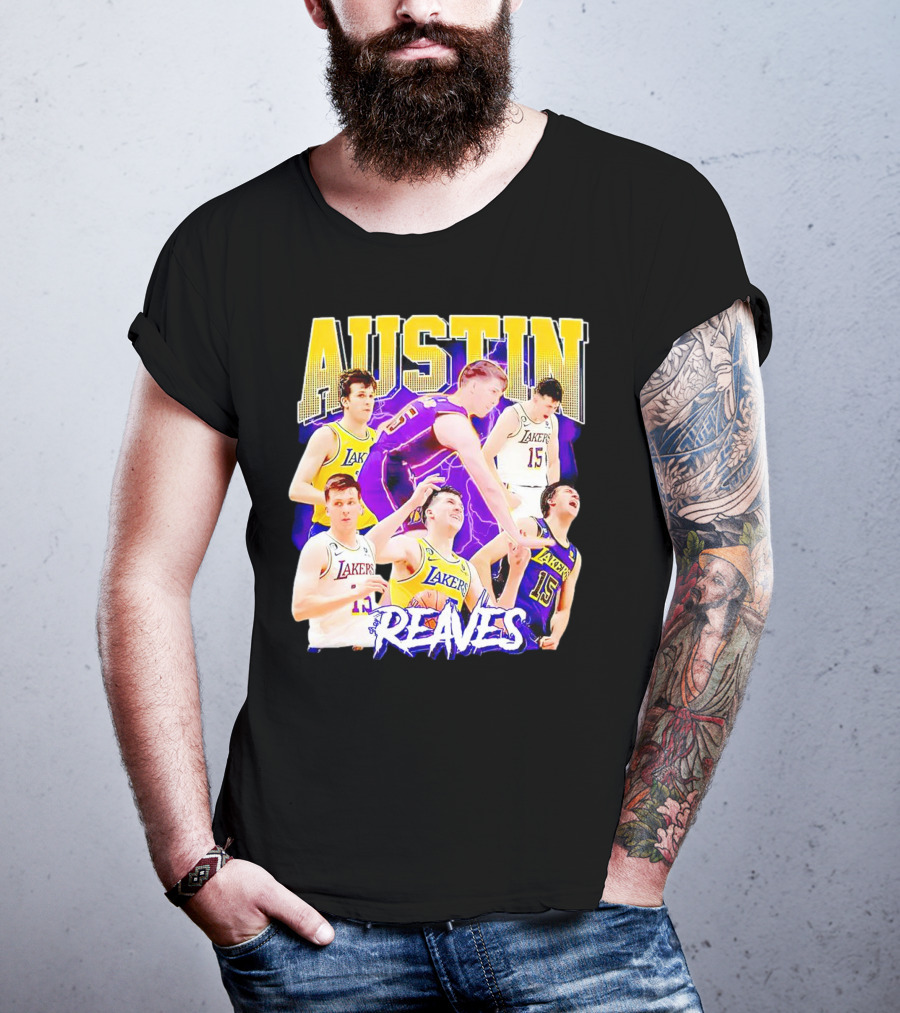Austin Reaves Lakers Basketball Dynamic Action Collage T-Shirt