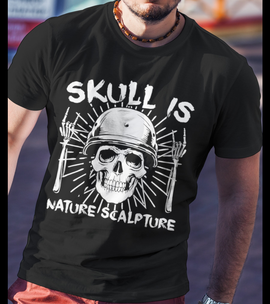 Skull Is Nature Sculpture Helmet And Bones T-Shirt