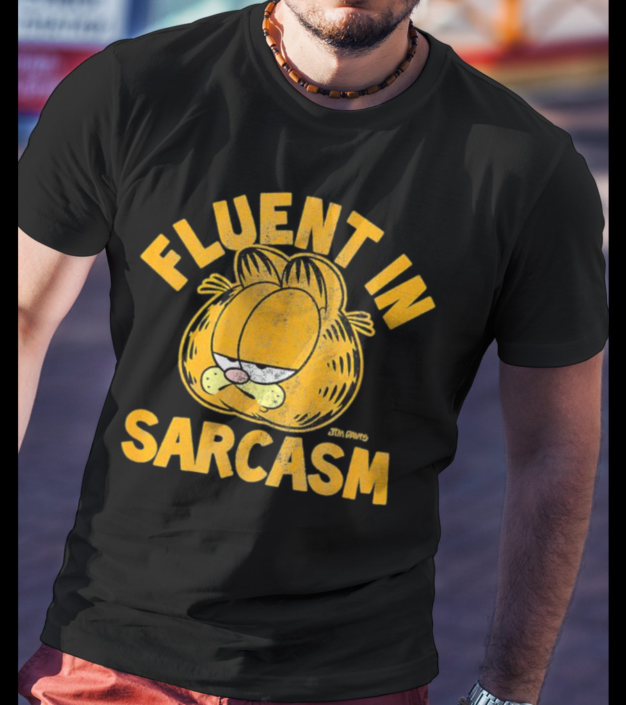 Garfield Fluent In Sarcasm Jim Davis Iconic Cat Image T-Shirt